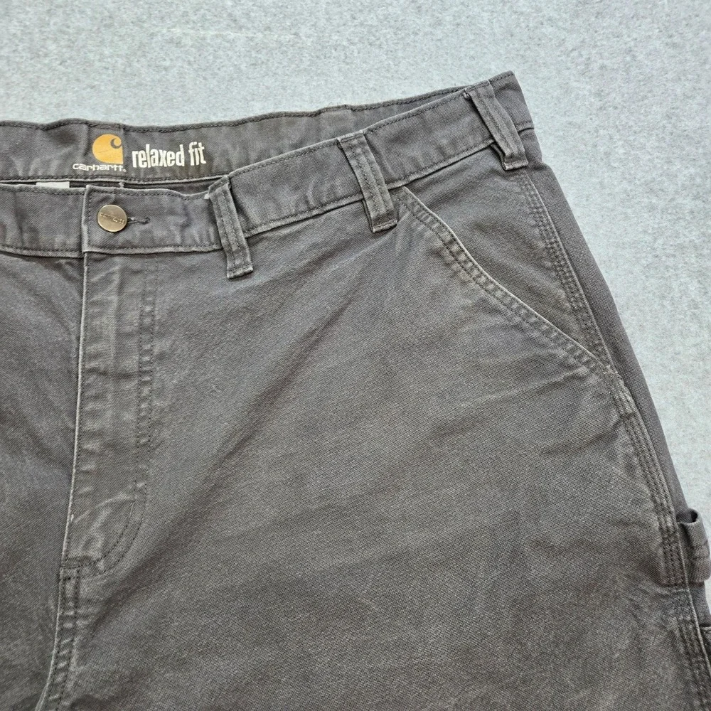 Carhartt Pants Mens 42x28 Gray Carpenter Relaxed Cotton Canvas Workwear Pockets
